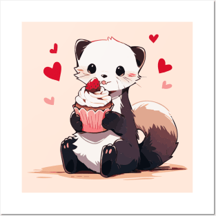 A ferret offering a loving cupcake Posters and Art